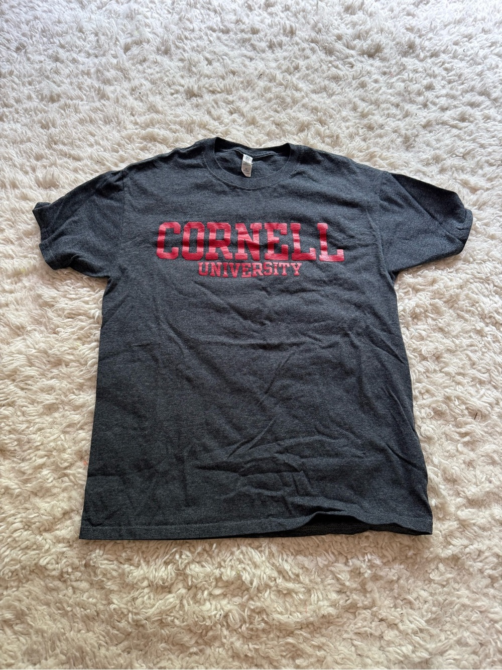 Cornell University Unisex Grey T-Shirt with Red Logo